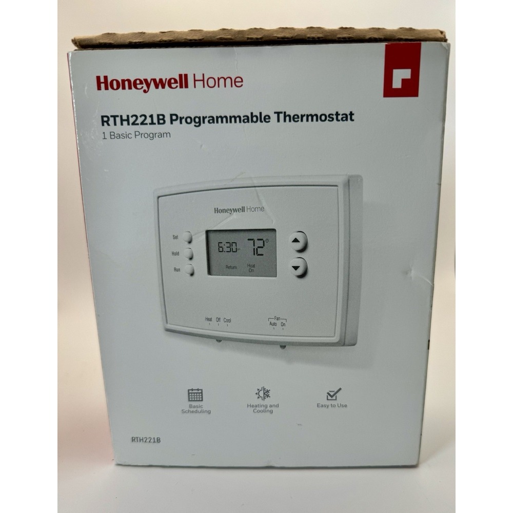 Honeywell Home RTH221B Programmable Thermostat White‎ 1 Basic Program New Open
